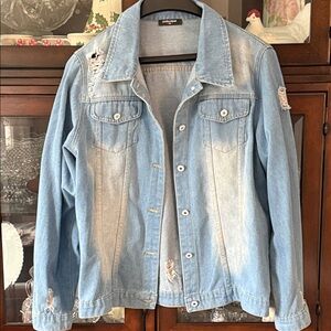 Light Blue Distressed Denim Jacket
